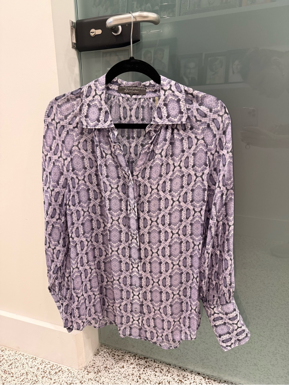 Richard Graham Lavender Snakeskin Print Blouse | Button Front | Size M - Picture 4 of 10